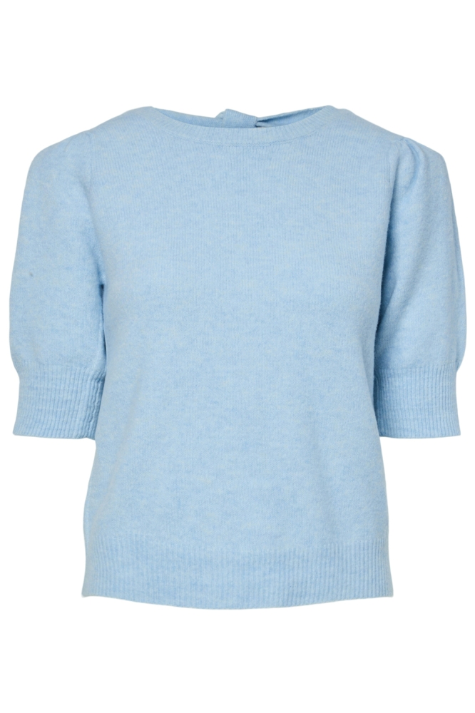 PCFUNIA SS O-NECK BOW KNIT TOP D2D 17161141 CASHMEERE BLUE